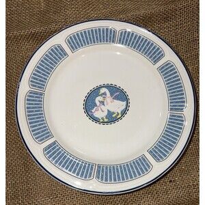 Vintage Stoneware Country Geese Dessert Plates 7.5 Inch Set of 4 EUC